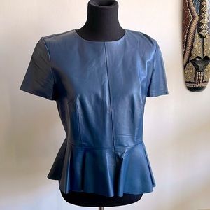 Whistles Leather Peplum Shirt